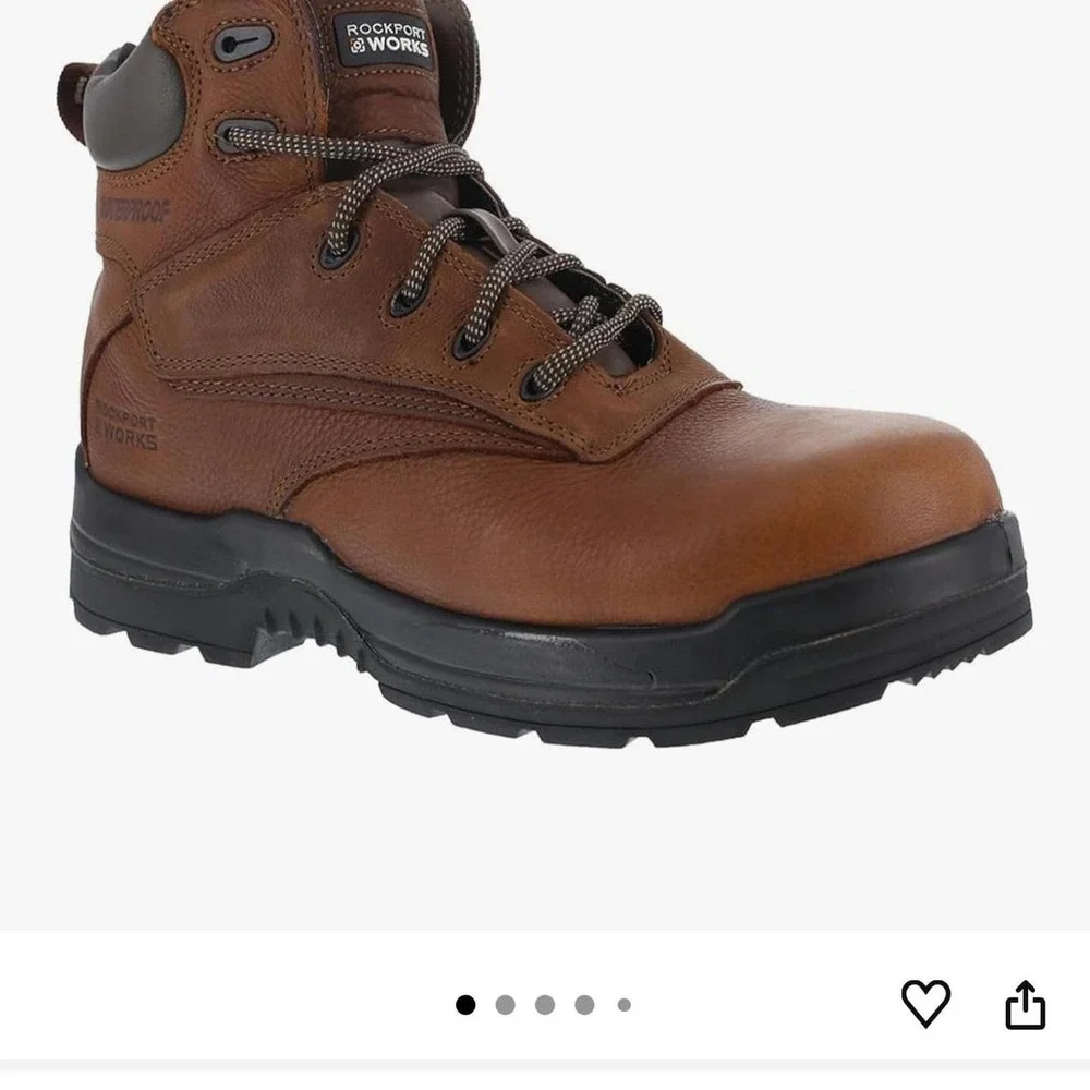 Rockport Works RK6628 Brown Leather Waterproof Composite Toe Work Boots Mens 7M